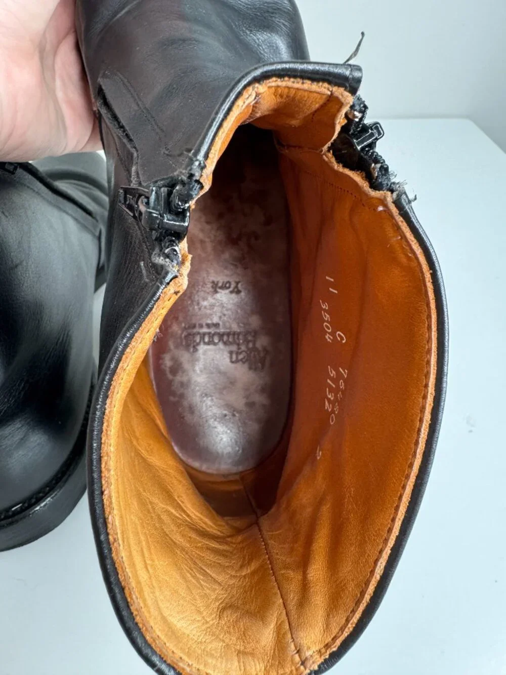 Allen Edmonds Kingston Vintage Boots Mens 11 High Top Black Leather Double Zippe